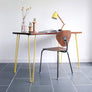 **BESPOKE ORDER FOR ELLA* Hairpin Iroko Desk / Table in YELLOW