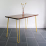 Hairpin Iroko Desk / Table in YELLOW