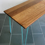 'The Hairpin' Iroko Desk/Table in POWDER BLUE (other colours available)