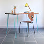 'The Hairpin' Iroko Desk/Table in POWDER BLUE (other colours available)