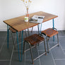 'The Hairpin' Iroko Desk/Table in AQUA BLUE (other colours available)