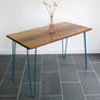 'The Hairpin' Iroko Desk/Table in AQUA BLUE (other colours available)