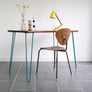 'The Hairpin' Iroko Desk/Table in AQUA BLUE (other colours available)
