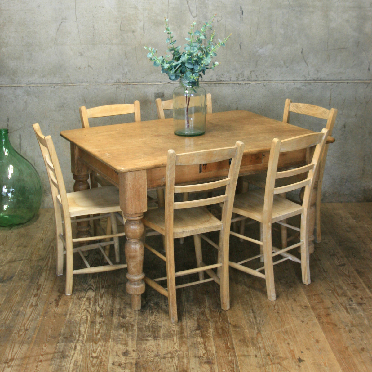 Set of Six Vintage Rustic Chairs #1502m – Mustard Vintage