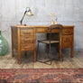 Mid Century Rustic Oak Desk - 2402a