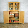 Vintage oak school laboratory display cabinet