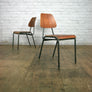 A Set of Six (6) Vintage Industrial Danish Teak School Stacking Chairs