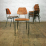 A Set of Eight (8) Vintage Industrial Danish Teak School Stacking Chairs