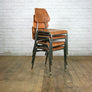 A Set of Two (2) Vintage Industrial Danish Teak School Stacking Chairs