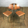 A Set of Four (4) Vintage Industrial Danish Teak School Stacking Chairs