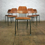 A Set of Six (6) Vintage Industrial Danish Teak School Stacking Chairs