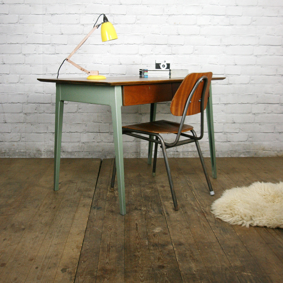 Vintage Industrial Esavian School Headmasters Desk – Mustard Vintage
