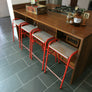 2 x Red Vintage School Laboratory Stacking Stools