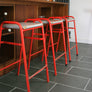 2 x Red Vintage School Laboratory Stacking Stools