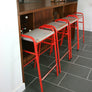 2 x Red Vintage School Laboratory Stacking Stools