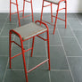 2 x Red Vintage School Laboratory Stacking Stools