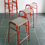 Set of 8 Red Vintage School Laboratory Stacking Stools