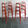 Set of 8 Red Vintage School Laboratory Stacking Stools