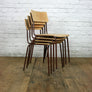 A Set of Six (6) Vintage Industrial School Stacking Chairs