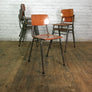 6 Vintage Industrial Teak School Stacking Chairs