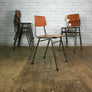 6 Vintage Industrial Teak School Stacking Chairs