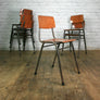 6 Vintage Industrial Teak School Stacking Chairs