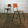 6 Vintage Industrial Teak School Stacking Chairs