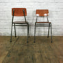 6 Vintage Industrial Teak School Stacking Chairs