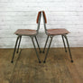 6 Vintage Industrial Teak School Stacking Chairs