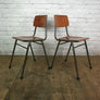 6 Vintage Industrial Teak School Stacking Chairs