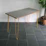 Reclaimed Hairpin Desk / Table - Grey Top/Yellow Legs