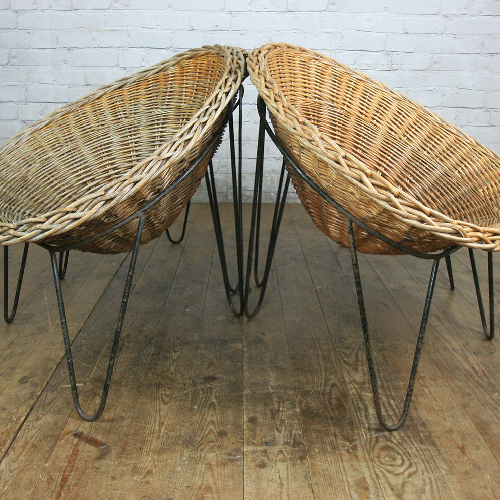 Mid Century Wicker Tub Chair by Conran 2 in stock Mustard Vintage
