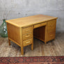 Large Mid Century Oak Pedestal Desk - 1202i