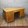 Large Mid Century Oak Pedestal Desk - 1202i