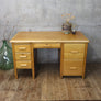 Large Mid Century Oak Pedestal Desk - 1202i