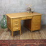 Large Mid Century Oak Pedestal Desk - 1202i