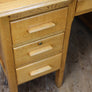 Large Mid Century Oak Pedestal Desk - 1202i