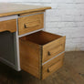 Vintage Painted Oak Twin Pedestal Desk
