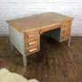 Vintage Painted Oak Twin Pedestal Desk
