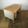 Vintage Painted Oak Twin Pedestal Desk