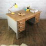 Vintage Painted Oak Twin Pedestal Desk