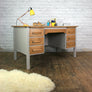 Vintage Painted Oak Twin Pedestal Desk