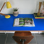 Reclaimed Hairpin Desk / Table - Blue Top/White Legs