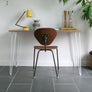 Reclaimed Hairpin Desk / Table - Blue Top/White Legs