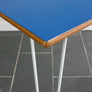 Reclaimed Hairpin Desk / Table - Blue Top/White Legs
