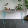 Reclaimed Hairpin Desk / Table - Grey Top/Blue Legs