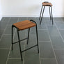 Vintage Reclaimed Iroko School Laboratory Stacking Stools x 1