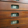 Vintage Industrial Reclaimed Iroko School Plan Chest
