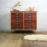 Vintage Industrial Reclaimed Iroko School Plan Chest
