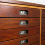 Vintage Industrial Reclaimed Iroko School Plan Chest